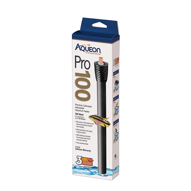 Aqueon Pro 100 Submersible Aquarium Fish Tank Heater, 100 Watts, For Up To 30 Gallon Fish Tanks - Image 1